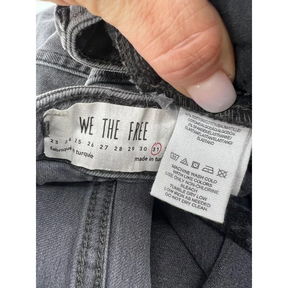 NWOT Free People Gray Embroidered High-Rise Straight Leg Girlfriend Jeans | Boho - Picture 14 of 15